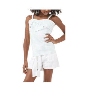 Habitual Girl Stripe Twist Yoke Top In Aqua Stripe Size 16